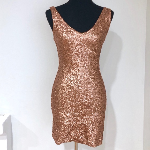 bebe Dresses & Skirts - Bella Dona Copper Sequin Dress by BEBE